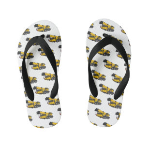 クレーン車の漫画イラストレーション キッズビーチサンダル