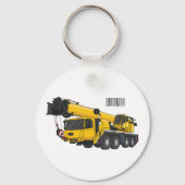 クレーン車の漫画イラストレーション キーホルダー (正面)