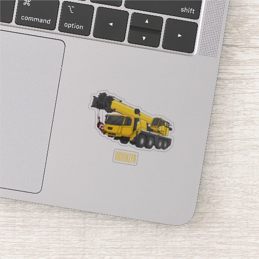 クレーン車の漫画イラストレーション シール (詳細)