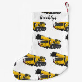 クレーン車の漫画イラストレーション スモールクリスマスストッキング (裏面)