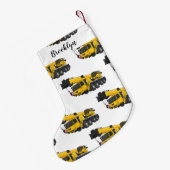 クレーン車の漫画イラストレーション スモールクリスマスストッキング (裏面 (吊り時))