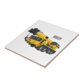 クレーン車の漫画イラストレーション タイル (側面)