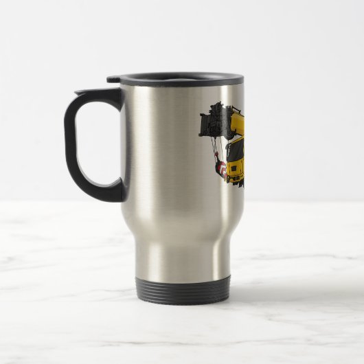 クレーン車の漫画イラストレーション トラベルマグ (左)