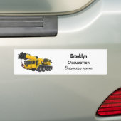 クレーン車の漫画イラストレーション バンパーステッカー (車上)