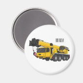 クレーン車の漫画イラストレーション マグネット (正面/裏面)