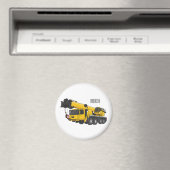 クレーン車の漫画イラストレーション マグネット (インサイチュ (食洗機))