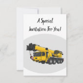 クレーン車の漫画イラストレーション 招待状 (裏面)