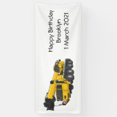 クレーン車の漫画イラストレーション 横断幕 (縦)