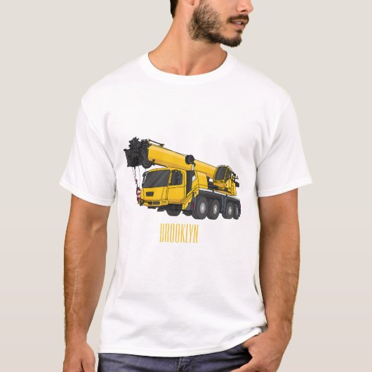 クレーン車の漫画イラストレーション Tシャツ (正面)