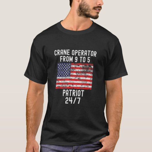 クレーン運転士愛国心7月4日Usa Fl Tシャツ (正面)