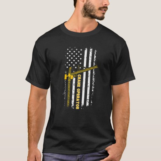 クレーン運転士米国旗クレーン運転週 Tシャツ (正面)