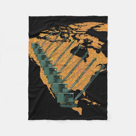 クレーン運転者米国地図ジグソーパズル運転士 フリースブランケット (正面)