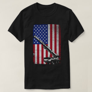 クレーン運転者重機械米国アメリカ国旗 Tシャツ