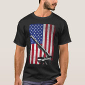 クレーン運転者重機械米国アメリカ国旗 Tシャツ (正面)
