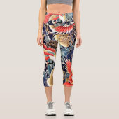 クレーン飛んでいる波，春の花日本のフローラ カプリレギンス (正面)