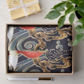 クレーン飛んでいる波，春の花日本のフローラ 薄葉紙 (ギフト)