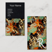 クレーン飛んでいる、春の花フローラブラック紙 名刺 (正面/裏面)