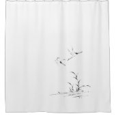 クレーン鳥のタケ野性生物のアジアシャワー・カーテン シャワーカーテン (正面)