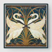 クレーン – スワンとラッシュとアイリス スクエア壁時計 (正面)