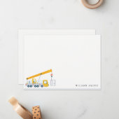 クレーン トラック 建設車両 子供の誕生日 ノートカード (正面/裏面インサイチュ)