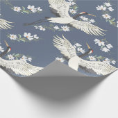 クレーン，パターン，ヴィンテージイラストレーション鳥f ラッピングペーパー (角)