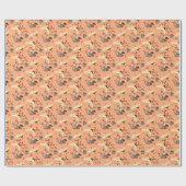 クレーン、桜、カラフル、フローラ、カンタローペ。 ラッピングペーパー (フラット)