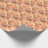 クレーン、桜、カラフル、フローラ、カンタローペ。 ラッピングペーパー (角)
