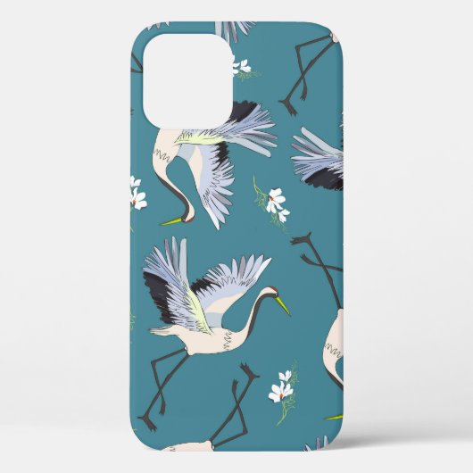 クレーン,模様,イラストレーション飛んでいるの鳥の花 Case-Mate iPhoneケース (裏面)