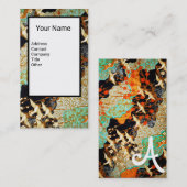 クレーン、飛んでいる春の花フローラモノグラム 名刺 (正面/裏面)