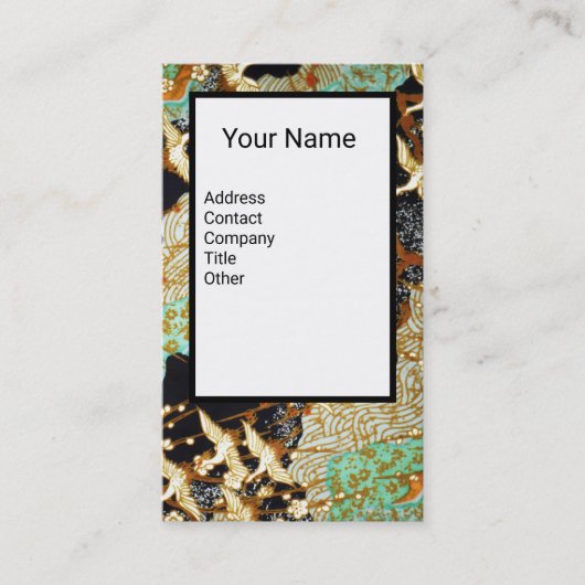 クレーン、飛んでいる春の花フローラモノグラム 名刺 (正面)