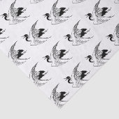 クレーン、黒及び白のヴィンテージの日本のなスケッチ 薄葉紙 (詳細)