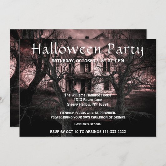 クレー幽霊のよく出るキオールドハウスパーティの招待状 招待状 (正面/裏面)