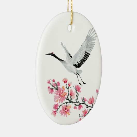 クレー日本のンとさくらんぼの花のクリスマス セラミックオーナメント (右)