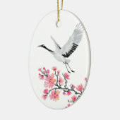 クレー日本のンとさくらんぼの花のクリスマス セラミックオーナメント (左)