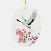 クレー日本のンとさくらんぼの花のクリスマス セラミックオーナメント (正面)