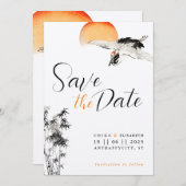 クレー日本のンと竹の結婚式の日付保存 セーブザデート (正面/裏面)