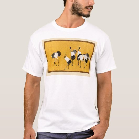 クレー日本のンのアートワーク金ゴールドパターン Tシャツ (正面)