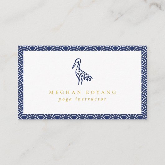 クレー日本のンウェーブパターンネービーブルー 名刺 (正面)