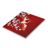 クレー日本のンホワイトさくらんぼブロッサムレッド タイル (側面)