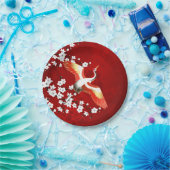 クレー日本のンホワイトさくらんぼブロッサムレッド ペーパープレート (パーティー)