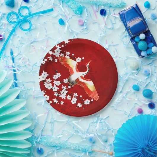 クレー日本のンホワイトさくらんぼブロッサムレッド ペーパープレート (パーティー)