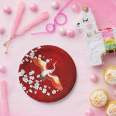 クレー日本のンホワイトさくらんぼブロッサムレッド ペーパープレート (パーティー)