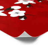 クレー日本のンホワイトさくらんぼブロッサムレッド ポスター (角)