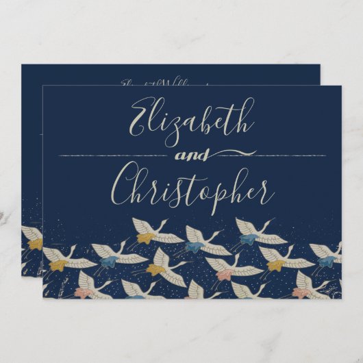 クレー日本のンヴィンテージブルーウェディング日付を保存 セーブザデート (正面/裏面)