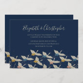 クレー日本のンヴィンテージブルー結婚式招待状 セーブザデート (正面/裏面)