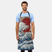 クレー日本のン波イラストレーション伝統的C エプロン (着用した状態)