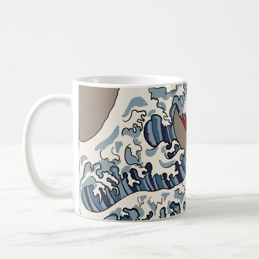 クレー日本のン波イラストレーション伝統的C コーヒーマグカップ (左)