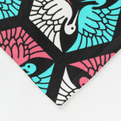 クレー日本のン、サンゴ、ターコイズとブラック フリースブランケット (角)