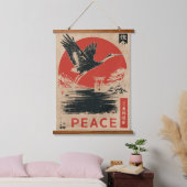 クレー日本のン・ピース・アート | ワビサビレッドサン 吊り下げ型タペストリー (寝室)