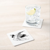 クレー日本のン、白黒のヴィンテージスケッチ スクエアペーパーコースター (インサイチュ)